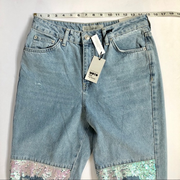 TOPSHOP Mom High Waisted Sequin Jeans! US Size 8. - Picture 5 of 8